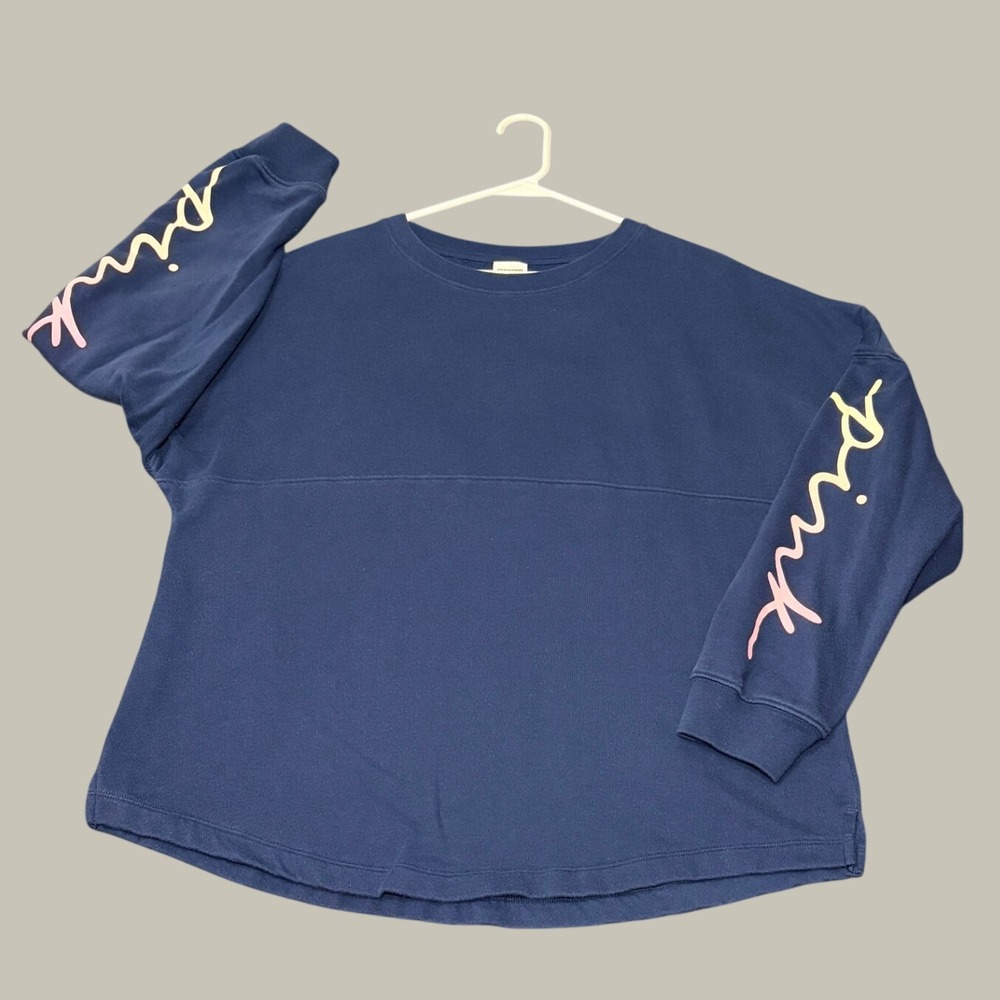 Pink Victoria's Secret Sweatshirt Size M Navy Blue Gradient Script Logo